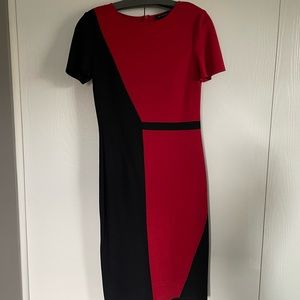 St.John red/black colorblock knit dress